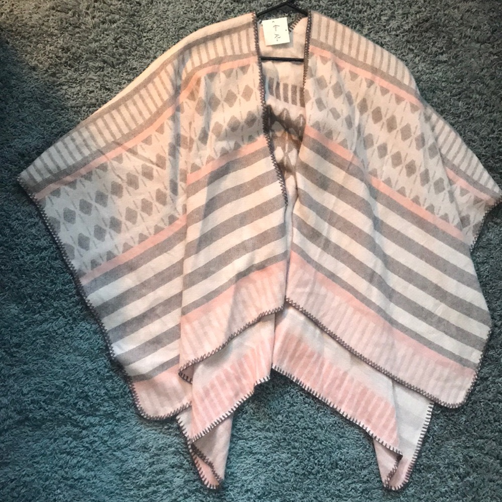 Grey, cream, blush Poncho